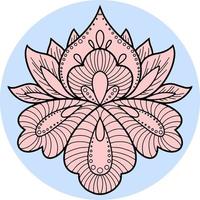 dekorative rosa lotusblume auf einem blauen runden hintergrund. Vektor-Illustration vektor