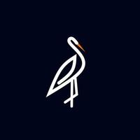 mall logotyp stork fågel enkel design linjekonst vektor