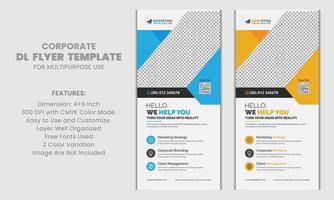 abstrakte Corporate Business DL Flyer Rack Kartenvorlage sauberes Design für Werbung und Mehrzwecknutzung vektor
