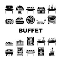 Buffet-Essen und Getränke-Sammlung Symbole Set Vektor