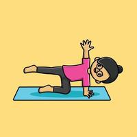 niedliche mädchen yoga cartoon vektor symbol illustration. leute sport symbol konzept isoliert premium vektor.