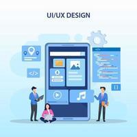 ui ux designkoncept, skapar en applikationsdesign, innehåll och textplats, vektorillustration vektor