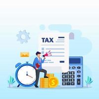 online skattebetalning, lönesäsong, skattetidskoncept. platt vektormallstil lämplig för webbmålsidor. vektor