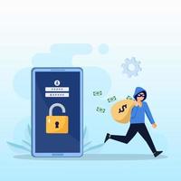 begreppet hackerattack, personlig integritetsdata, hacka och stjäla e-post och pengar vektor