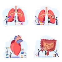 Pulmologisches Konzept, körperliche und respiratorische Untersuchung und Behandlungsvektorillustration. vektor