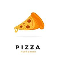 en skiva pepperoni pizza logotyp illustration vektor