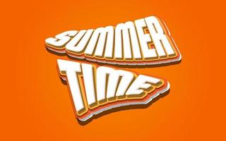 sommerzeitbeschriftung mit 3d-stil in weiß und orange isoliert auf orangefarbenem hintergrund. Sommerzeit-Banner oder Poster vektor