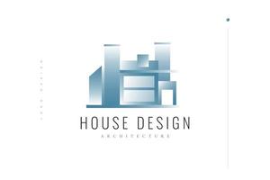 futuristisk blått och vitt hus logotypdesign. abstrakt byggnadslogotyp för fastighets- eller arkitekturbranschens varumärkesidentitet vektor