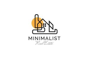 enkel och minimalistisk huslogotypdesign med linjestil som lämpar sig för fastighetsaffärsidentitet. byggnad eller konstruktion logotyp illustration med minimal koncept vektor