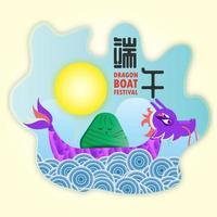 chinesisches drachenbootfestival traditionelles kulturelles feierplakat hintergrundvektorbild vektor