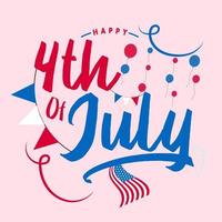 glücklich 4. juli vierter juli unabhängigkeitstag usa, amerika typografie schriftzug text schriftart kalligrafie vektor