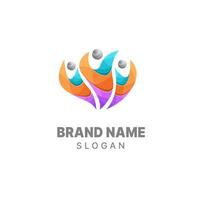 community logotyp gradient färgglad designmall, familjelogotyp, människors logotyp, unity logotyp, vektor