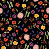 Vektor Musterdesign mit handgezeichneten Wildblumen