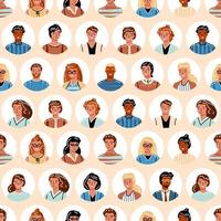Menschen Avatar Musterdesign. verschiedene Porträts isoliertes Business-Team vektor