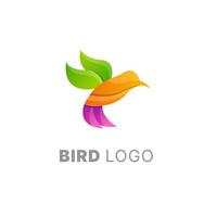 fågel logotyp design gradient färgglada mall vektor