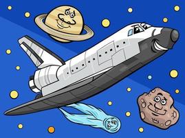 Cartoon Space Shuttle Charakter im kosmischen Raum vektor