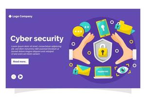 cybersicherheits-landingpage im flachen designstil vektor