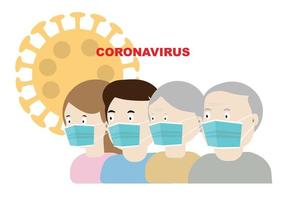 koncept för att bära skyddsmask vid utbrott av coronavirus-pandemi. vektor