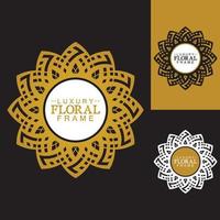 goldene runde Luxusverzierung, Blumendesign-Logo, goldene dekorative Vorlage, heraldisches Emblem, Geschäftsgrafiken, Modezeichen vektor