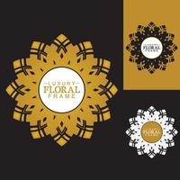 goldene runde Luxusverzierung, Blumendesign-Logo, goldene dekorative Vorlage, heraldisches Emblem, Geschäftsgrafiken, Modezeichen vektor