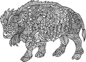 cape buffalo mandala målarbok för vuxna vektor