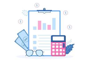 affärsplansrådgivning till finansiell analys, statistik eller utveckla för företagets resultat i platt tecknad illustration vektor