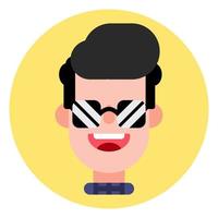 pojke platt design avatar tecknad bär glasögon för profilbild vektor
