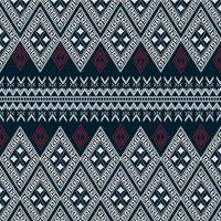 Schönes dunkelblaues geometrisches ethnisches orientalisches Ikat-Muster traditionelles Design und verwendet im Hintergrund, Teppich, Tapete, Kleidung, Verpackung, Batik, Stoff, Vektorillustrationsdesign vektor