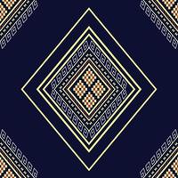 geometrisk etnisk textur broderi triangel på mörkblå bakgrund eller tapeter och kläder, kjol, matta, tapeter, kläder, omslag, batik, tyg, gula prickar textur vektor, illustration stilar vektor