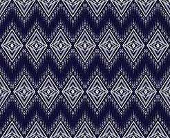 Geometrisches ethnisches Muster traditionelles Texturdesign und dunkelblaues Muster für Teppich, Tapete, Kleidung, Verpackung, Batik, Stoff, Kleidung, Mode, im Vektorgrafik-Stickstil vektor