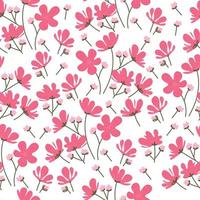 rosa blommande vårblomma seamless mönster vektor
