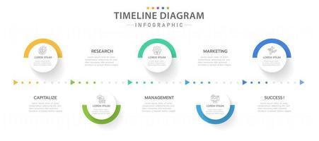 Infografik-Vorlage für Unternehmen. 5 Schritte modernes Zeitachsendiagramm mit Fortschrittspfeilen, Präsentationsvektor-Infografik. vektor