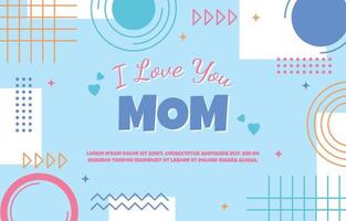 Liebe Mama Muttertag Geschenkkarte Memphis abstrakten Stil vektor