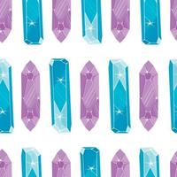 Nahtloses Muster mit violetten und blauen magischen Kristallen in einem einfachen minimalistischen flachen Stil auf weißem Hintergrund vektor