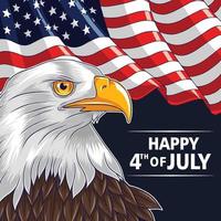 Adlerkopf und Flagge der Vereinigten Staaten für den 4. Juli vektor