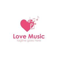 kärleksmusik logotyp designmall med härdikonen enkel och unik. perfekt för företag, företag, butik, mobil, app, ikon, etc. vektor