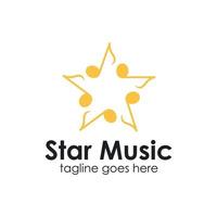 Star-Musik-Logo-Design-Vorlage mit Notensymbol, einfach und einzigartig. Perfekt für Geschäft, Handy, Firma, Geschäft usw. vektor