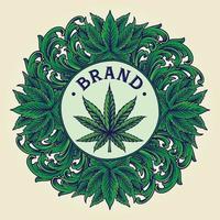 klassisches Luxus-Cannabis-Blumenabzeichen vektor