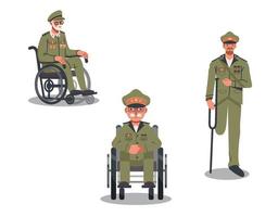 Deaktivieren Sie einen Militärmann im Rollstuhl vektor