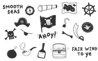 Piraten-Doodle-Set vektor