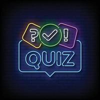 Quiz Neon Zeichen Stil Text Vektor