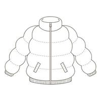 dunjacka. höstens ytterkläder. designelement med kontur. höstens tema. doodle, handritad. svart vit vektorillustration. isolerad på en vit bakgrund vektor