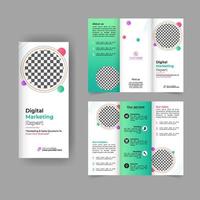 dreifach gefaltete Broschüre für digitales Marketing, Jahresbericht, dreifach gefaltete Unternehmensbroschüre oder Flyer-Design. Flyer Präsentation. Katalog mit abstraktem geometrischem Hintergrund. vektor