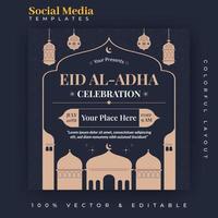 eid al adha postdesign für soziale medien. eine gute Vorlage für Werbung in sozialen Medien. perfekt für Social-Media-Verkaufsposts und Web-Banner-Internetanzeigen. vektor
