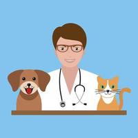 illustration av en veterinär läkare med hund och katt vektor