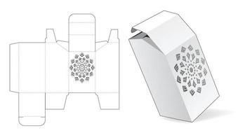 abgeschrägte Schachtel mit gestanzter Schablone für Mandala-Fenster vektor