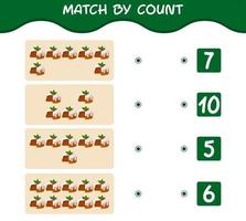 Übereinstimmung durch Anzahl von Cartoon-Weihnachtskuchen. Match-and-Count-Spiel. Lernspiel für Kinder und Kleinkinder im Vorschulalter vektor