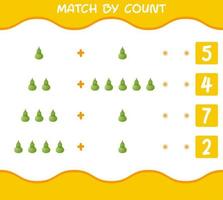 match efter antal av tecknad kalebas. match och räkna spel. pedagogiskt spel för barn och småbarn i förskoleåldern vektor