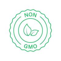 Nicht-GVO-Etikett, nur Symbol für die natürliche Bio-Produktlinie. gmo-freies grünes etikett. kein gentechnisch verändertes Zeichen. Bio-freies GVO-Logo. Blattzeichen gesunde vegane Bio-Lebensmittel. isolierte Vektorillustration. vektor