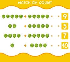 match efter antal av tecknad kronärtskocka. match och räkna spel. pedagogiskt spel för barn och småbarn i förskoleåldern vektor
